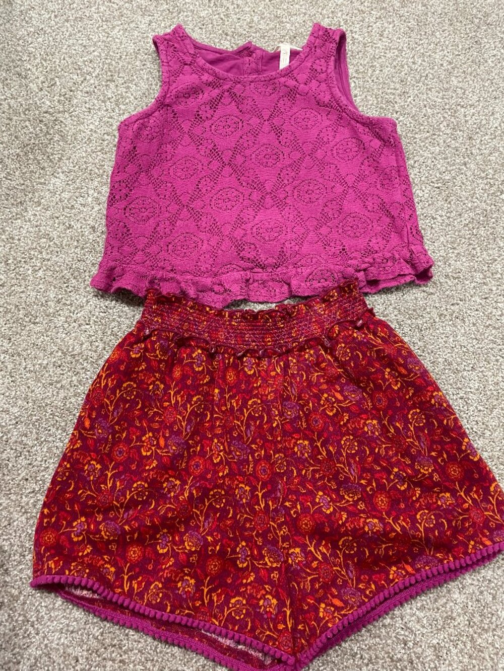 Matilda Jane Magenta Sleeveless Peplum Top with matching Shorts